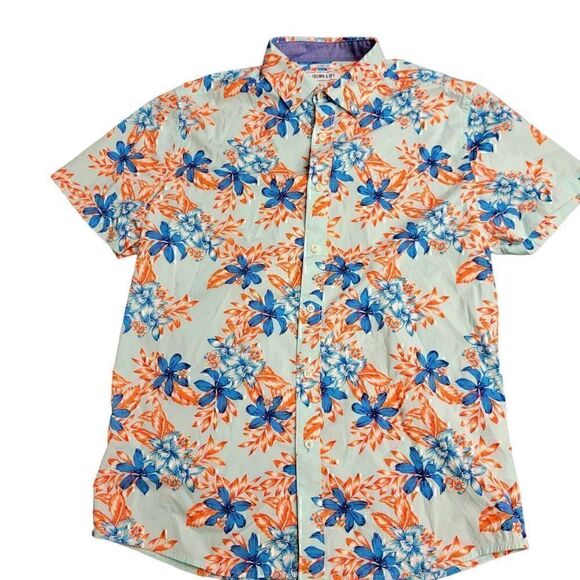 Mens Medium Button Down  Short Sleeve  Crew Neck Collared Hawaiian Shirts - Picture 2 of 16